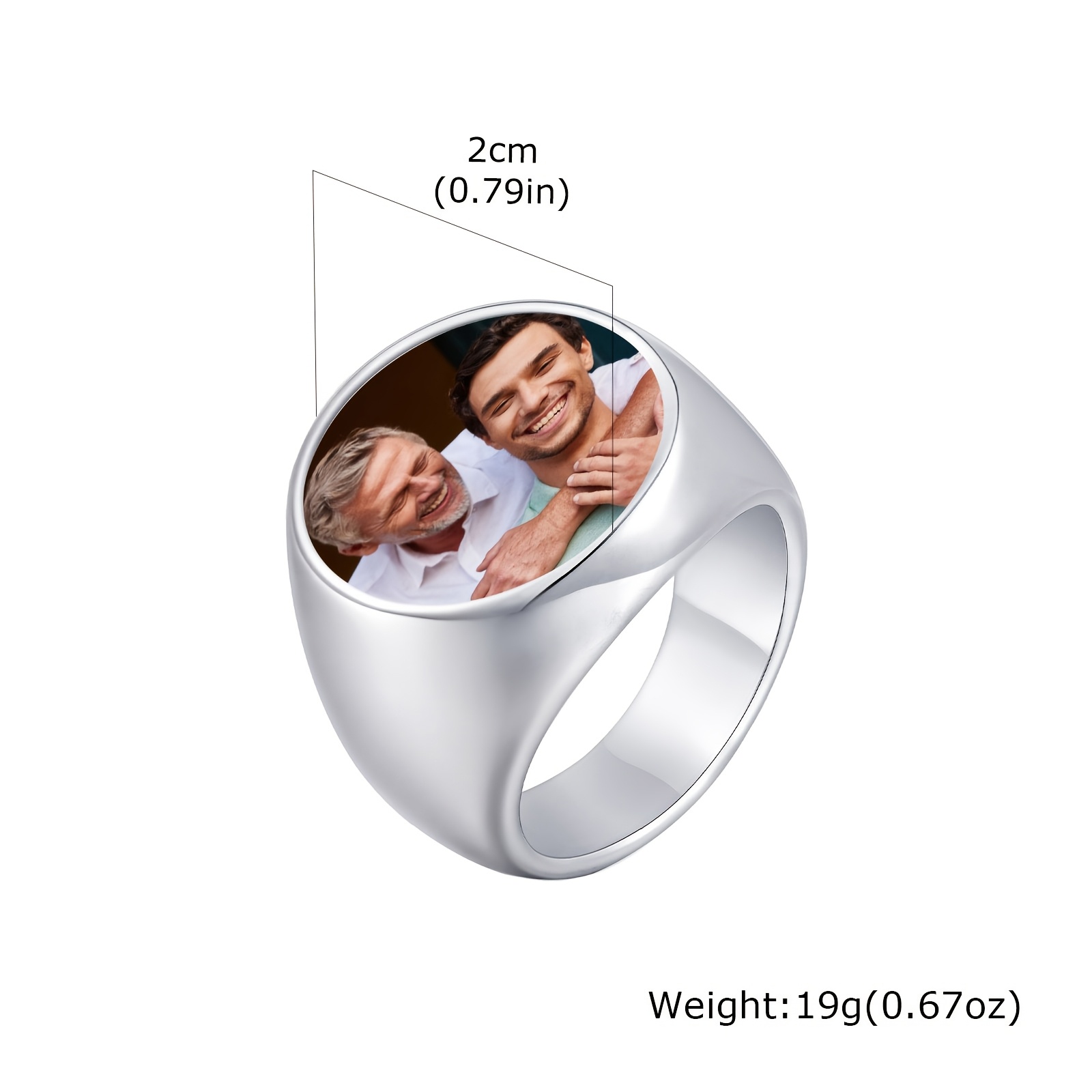 Custom Photo Engraved 316L Stainless Steel Ring, Personalized Gift